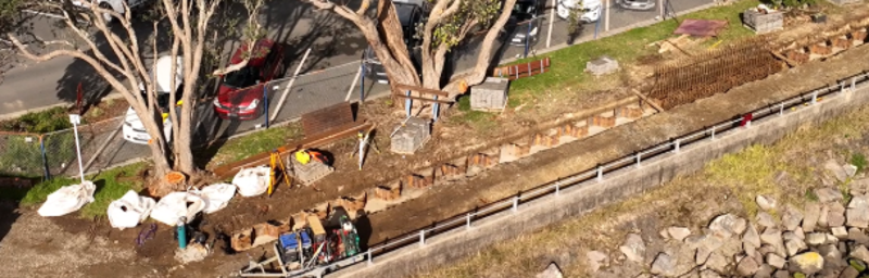 Work on the capping beam continues around the isite in Stage 2A