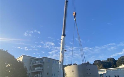 manhole being installed