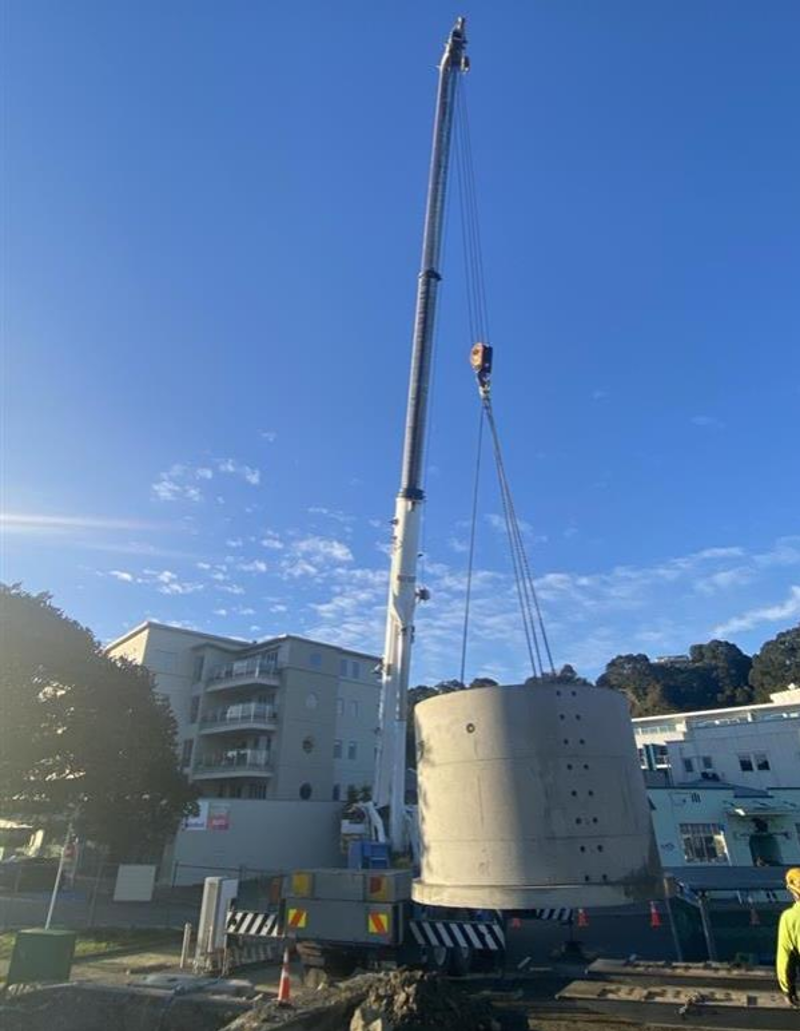 manhole being installed