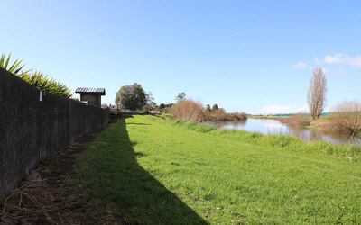 Floodwalls along College Road, Edgecumbe in Nov/Dec 2022