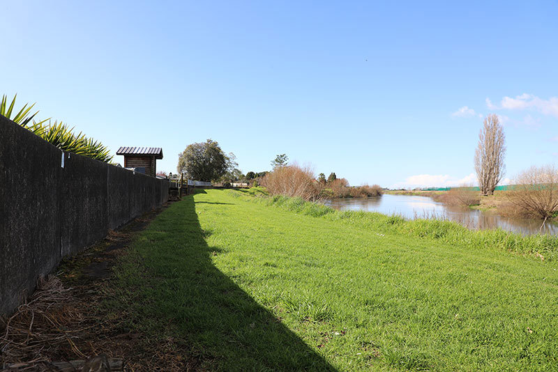 Floodwalls along College Road, Edgecumbe in Nov/Dec 2022