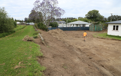 Construction on College Road floodwall