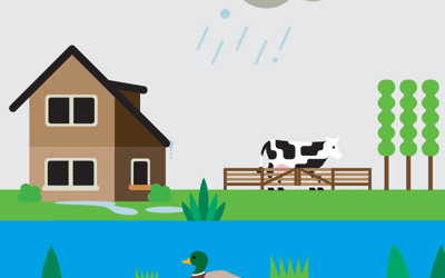 House by a river graphic