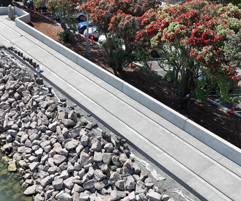 Riverside promenade paving underway