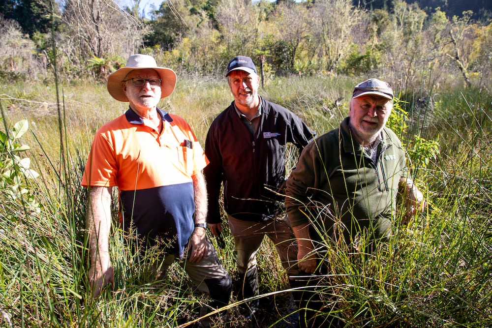 Lake Ōkāreka Landcare volunteers