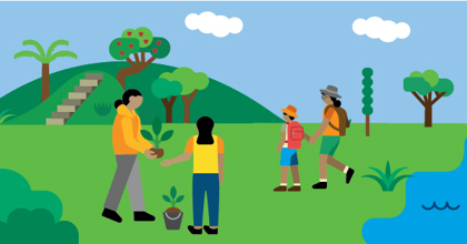 illustration of people planting