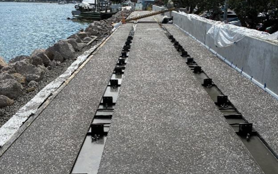 Riverside promenade paving underway