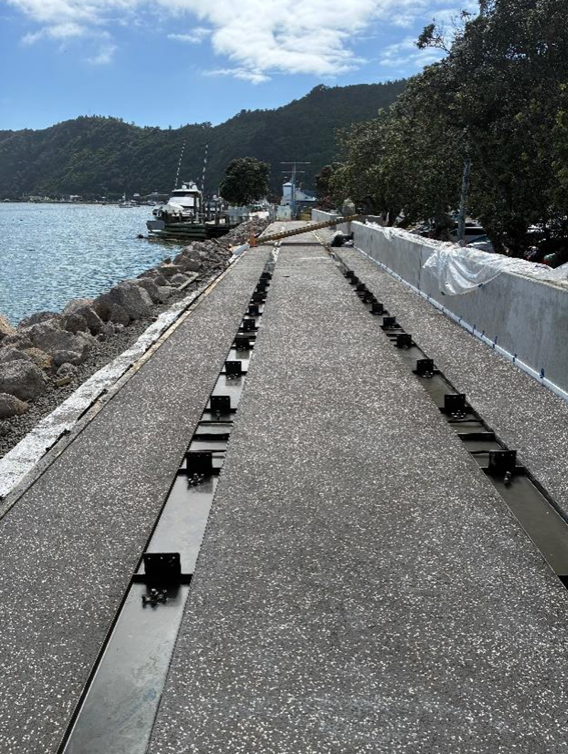 Riverside promenade paving underway